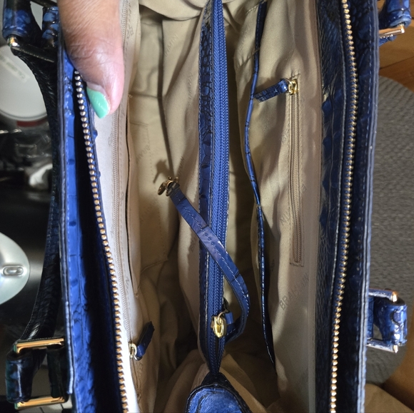 Brahmin Finley Blue Viper Genuine Leather Satchel - Picture 2 of 6